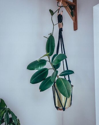 Kwietnik wiszący makrama ze sznurka czarny, Hygge Macrame