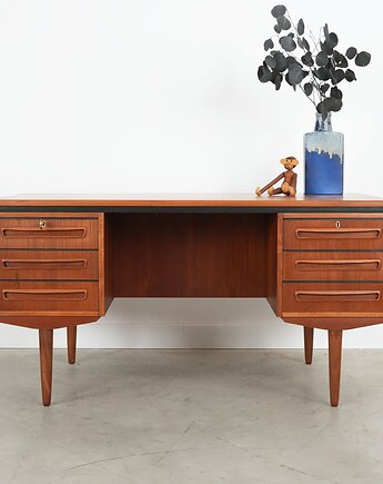 Biurko tekowe, duński design, lata 60, projektant: J. Svenstrup, Przetwory design