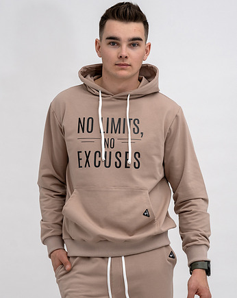 Bluza męska  z kapturem  ,,No Limits No Excuses" capucino, 3 for U