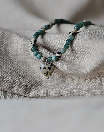 Naszyjnik z agatem i jaspisem dalmatyńskim, Manjula