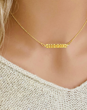 Naszyjnik z fazami księżyca, złoty księżyc, Anemon Atelier