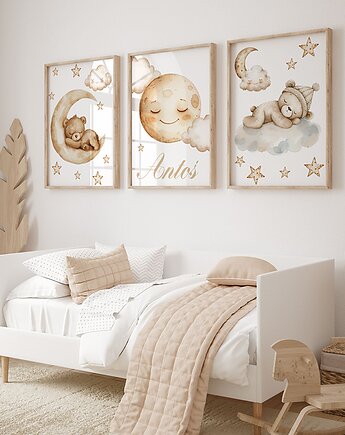 Zestaw 3 plakaty słodkich snów imię dziecka, OSOBY - Prezent dla 10 latki