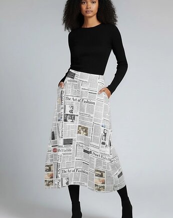 Spódnica midi Parampara wzór gazeta The Art of Fashion rozmiar M 38, Auri Lili