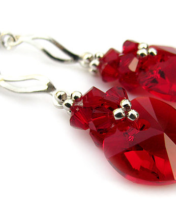 Kolczyki z sercami kryształ Swarovski - Siam Hearts, Marisella