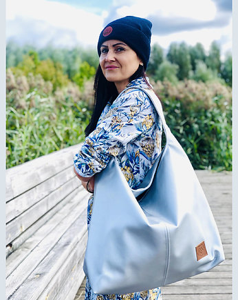 Duża torba worek ze skóry ekologicznej "Mili Chic MC7" - srebrna, Militu