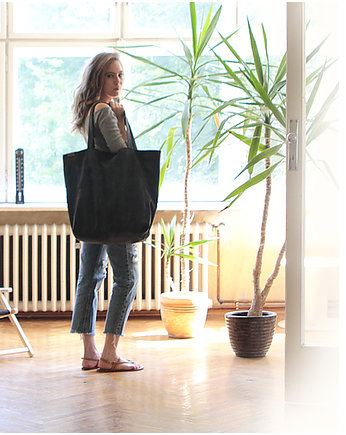 Big Lazy bag torba czarna na zamek / vegan / eco, OKAZJE - Prezent na 60 urodziny