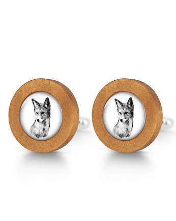 Lis - drewniane spinki do mankietów