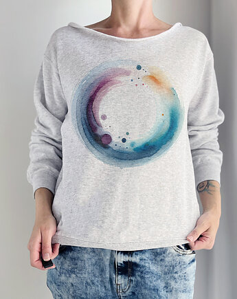 Okrąg akwarele Szara bluza cięta, ONE MUG A DAY