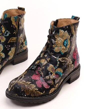 Botki skórzane - suwak + sznurówki (6378), BOSCCOLO