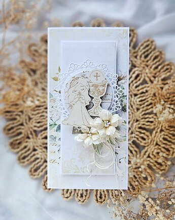 Kartka komunijna dla dziewczynki, papierololo