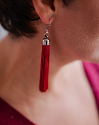 Bordowe kolczyki chwosty frędzle, Mosca