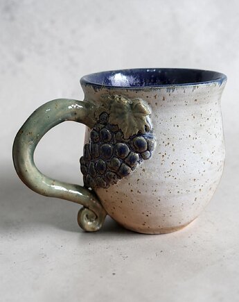 Duży ceramiczny kubek z winogronkiem, ArtByLeika
