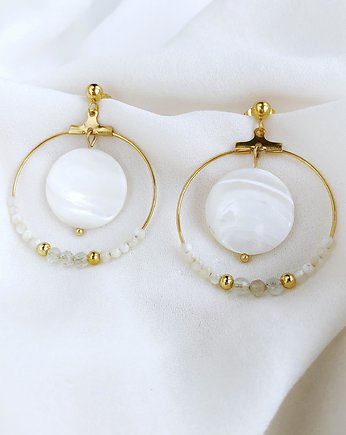 Kolczyki NYMPHS z masą perłową i frenitami, Gleeme Jewellery