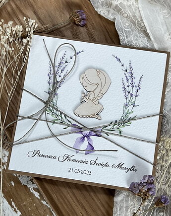 Najpiękniejsze zaproszenia handmade komunijne, na komunię dla dziewczynki - r, sorte