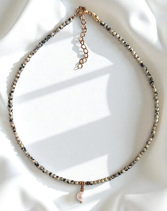 Basic choker : jasper & pearl : jaspis i perła, kaktusia