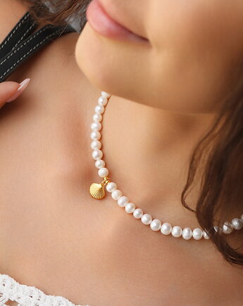 Choker naszyjnik perły naturalne- srebro 925 pozłacane, Coccola JEWELLERY