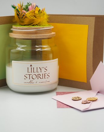 Box prezentowy- Świeca "Happy Easter Story"z kartką lub albumem, Lillys Stories