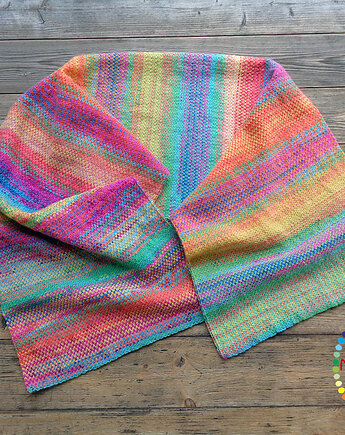 UNIKAT szal dziergany (jak tkany) "Happy Rainbow", MARISCAPES