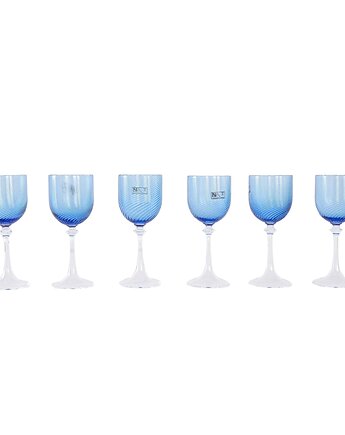 Zestaw niebieskich kieliszków, szkło Murano, lata 70, produkcja: Włochy, Przetwory design