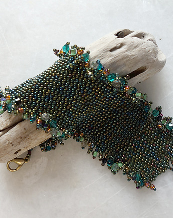 Bransoletka zielona, tkana, Joyas Bizuteria