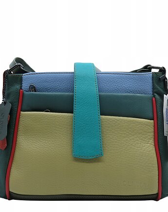 Torebka damska klasyczna skórzana pojemna kieszenie kolorowa pasek OLIVKA, Olivka Warsaw