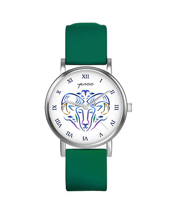 Zegarek  mały - Baran - silikonowy, zielony, yenoo