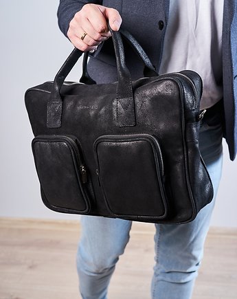 Skórzana czarna torba męska na laptop brodrene bl22, Brødrene