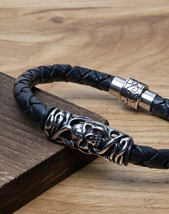 Unikatowa Bransoletka Męska ze Skóry Naturalnej GRIMHIDE, Black Mamba Jewelry