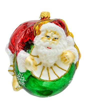 Bombka choinkowa: Święty Mikołaj na bombce: zielony, Syn Bombkarza