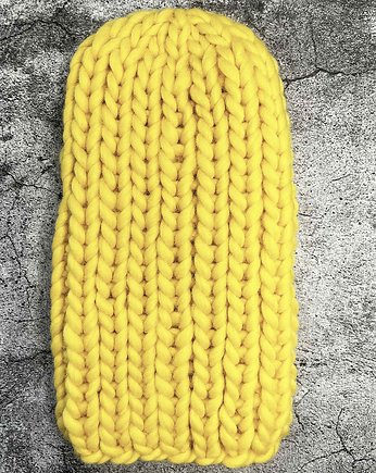 Zimowa czapka z wełny z Peru pastelowy żółty, Made by Jaga