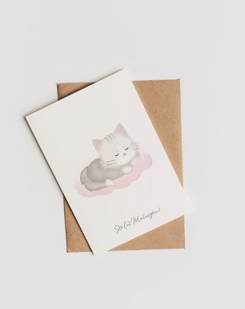 Kartka na  Urodziny Kotek Na Różowej Chmurce, ładnie piszę pracownia