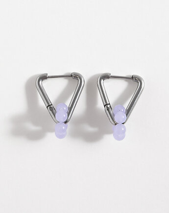 Srebrne kolczyki trójkątne z kwiatkami, ech studio