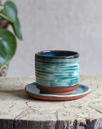 Czarka z talerzykiem rękodzieło, studnia ceramiczna