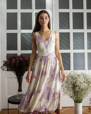 Sukienka midi bez rękawów-model 3(K-098), MAKOVER