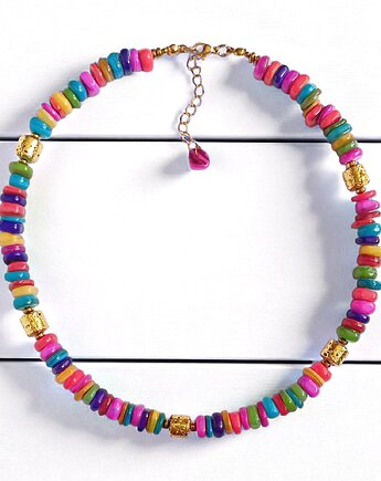 NASZYJNIK : Summer collection: złota lawa, kolorowa masa perłowa, kaktusia