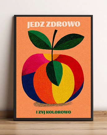 Plakat vegan zdrowie kuchnia jabłko 30x40, polkastudio
