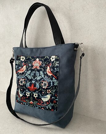 Duża torba na ramię - ornament ptaszki, PRACOWNIA 166