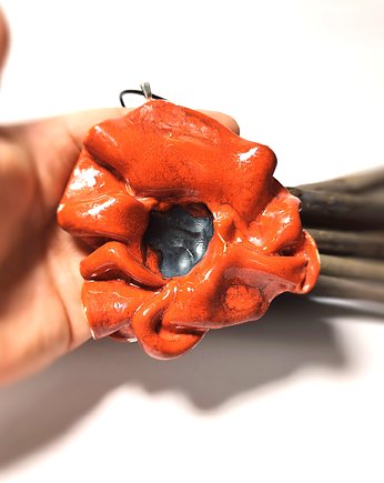 Wisiorek, naszyjnik ceramiczny "Kwiat Maku", maticeramika
