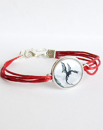 Bransoletka - Czarny smok - czerwona, sznurki, yenoo