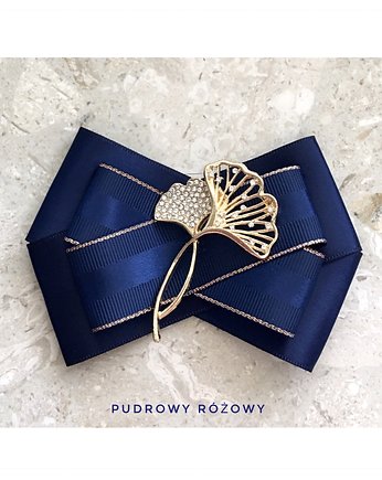 Granatowa Brosza GINKO Nowość Glamour, Pudrowy Różowy
