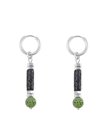 Czerń i khaki - kolczyki koła ze stali szlachetnej, Kulka Bransoletki