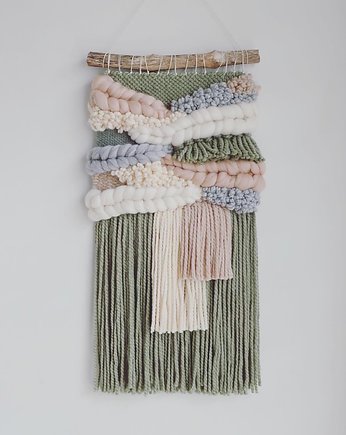 Makatka Makrama Zieleń, wool and stick