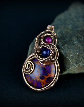 Wisiorek z fioletowymi agatami, Blue Pearl Art