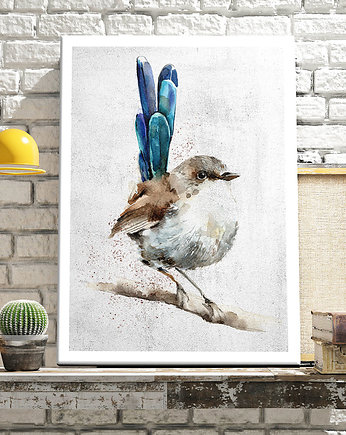 OBRAZ NA PŁÓTNIE -AKWARELOWY PTASZEK  40x60cm, LUdesign gallery