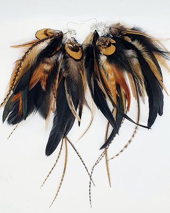 Kolczyki z piór ŻYWIOŁ ZIEMI, Lilarose Handmade