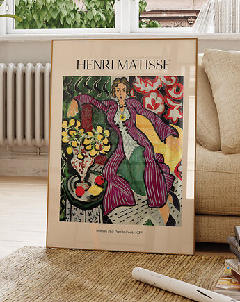 Plakat Reprodukcja Henri Matisse - Kobieta w purpurowym płaszczu, OSOBY - Prezent dla emeryta