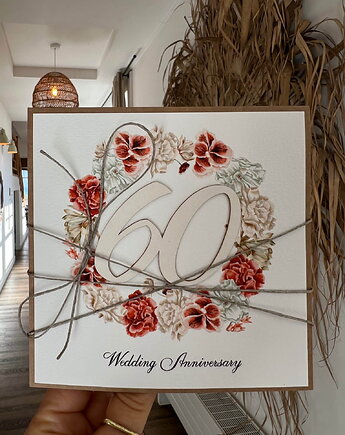 Ręcznie robiona kartka życzenia z okazji 60. rocznicy ślubu, sorte