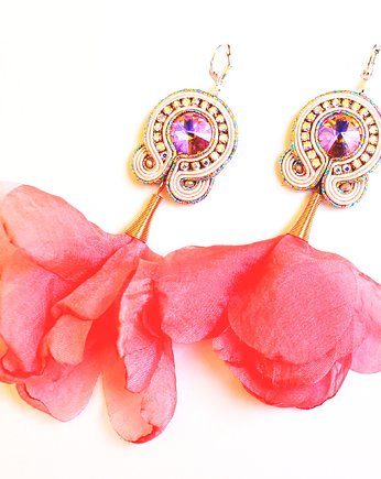 Sutaszowe kolczyki  ROSE PEACH, Sylwia Żak