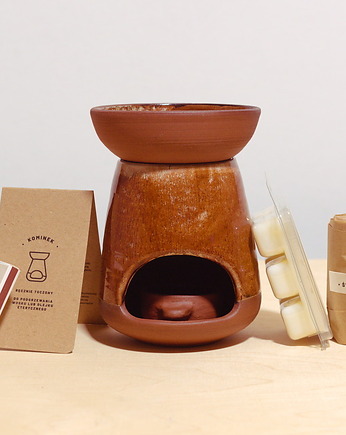 Zestaw kominek czekoladowy deszcz + wosk zapachowy + świeczki, Koło i Piec