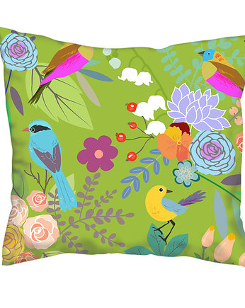 Poduszka full print, kwiaty i ptaki, Love Life and Forest